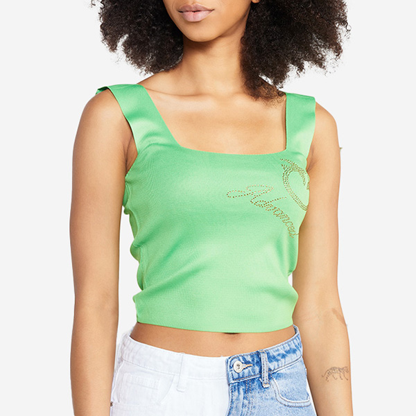 Crop top à bretelles vert pour femme - Vêtements