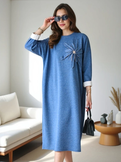 Robe midi en tissu pour femmes Royalfashion oversize avec fleur