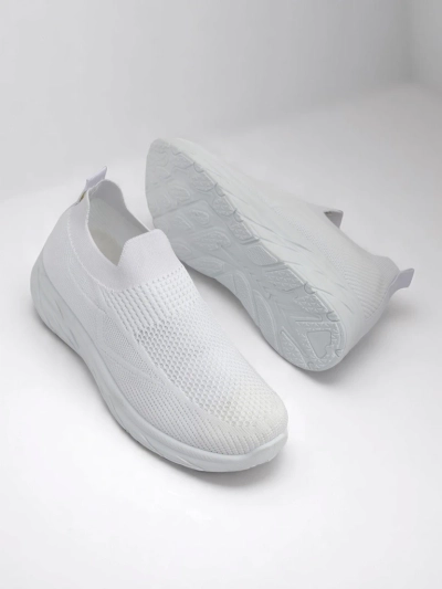 Royalfashion Chaussures de sport à enfiler pour femmes Whites