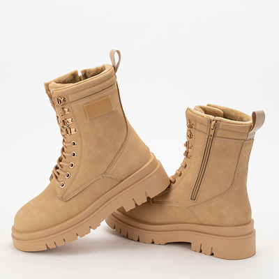 Boots femme beige Perlss- Chaussures