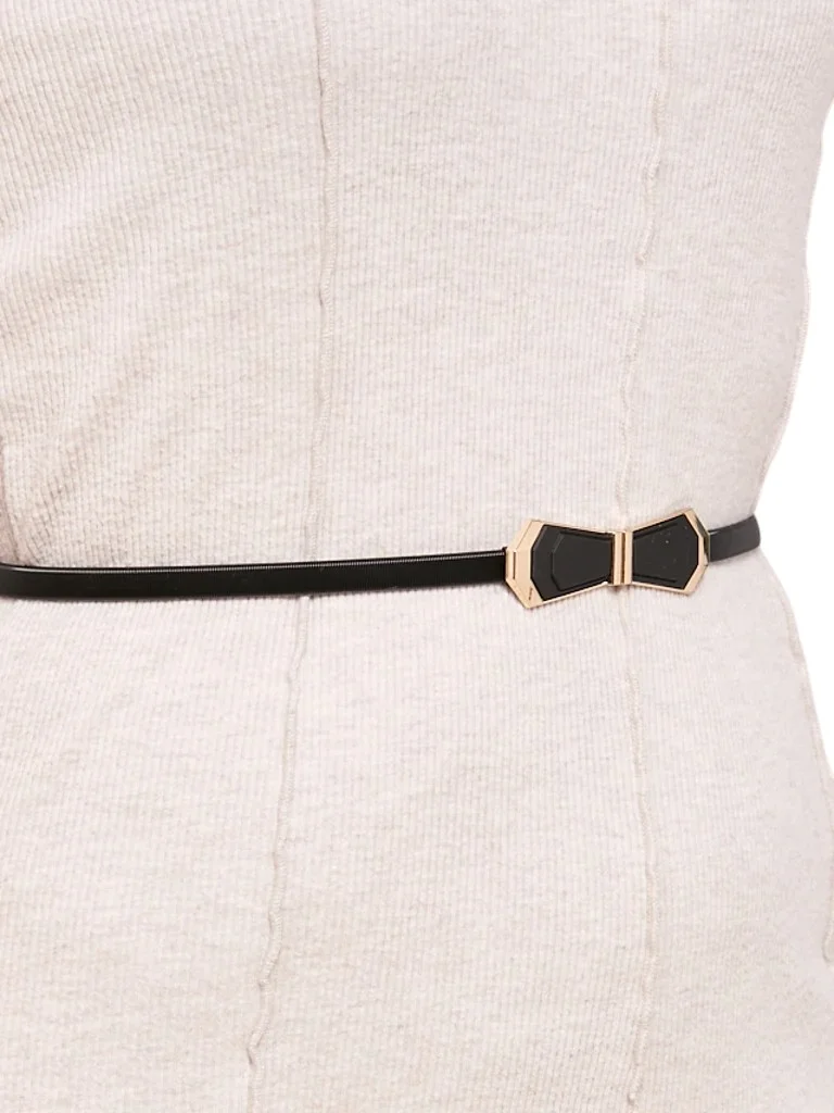 Ceinture métallique pour femme Melina noire avec boucle décorative style glamour