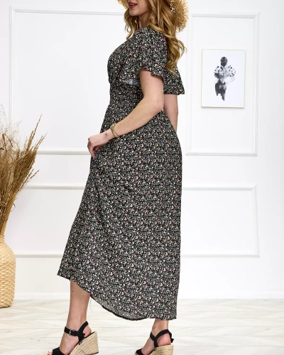 Robe longue à fleurs noire pour femme Vêtements