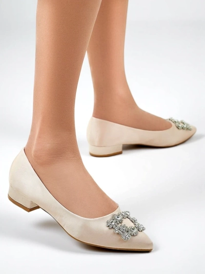 Royalfashion Ballerines pour femmes a'la satin avec une boucle décorative Legant