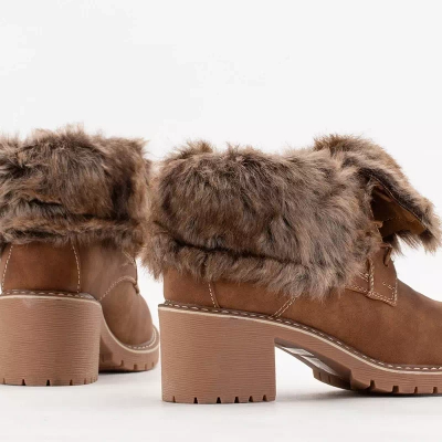 OUTLET Bottines à lacets femme marron sur tige basse Kalera - Chaussures