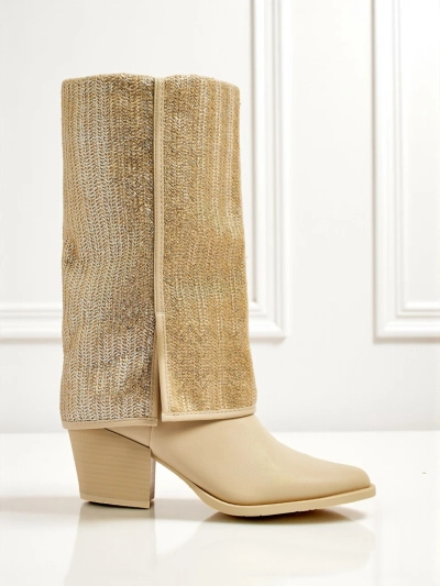 Bottines femme en cuir écologique à talons épais avec tige ornementale Virelia