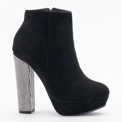 Bottines femme noires à talons et oxydes de zirconium Tatinka - Chaussures