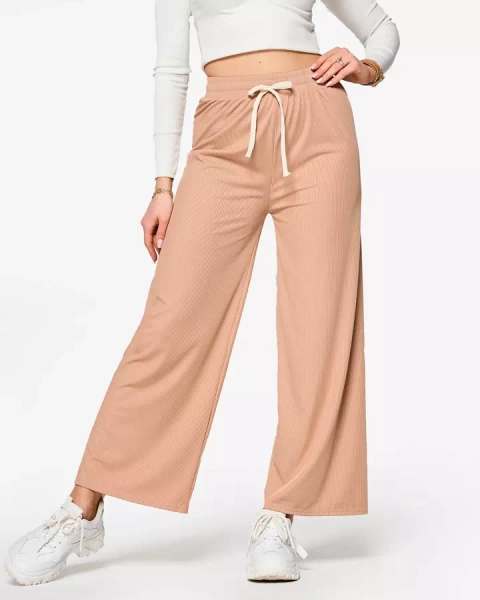 Pantalon palazzo large à plis pour femme, marron - Vêtements