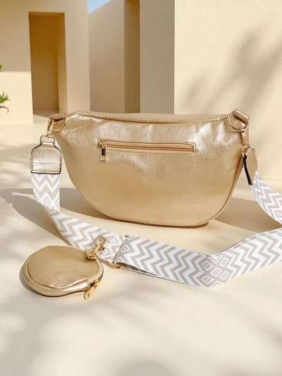 Royalfashion Sac à main femme semi-circulaire de petite taille en cuir écologique Velia Cuve