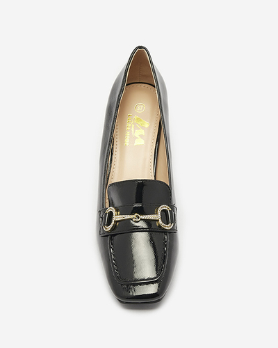 Escarpins laqués de style mocassin pour femmes en noir Koccol- Footwear