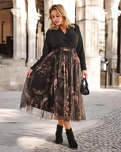 Jupe midi à deux couches pour femmes Royalfashion
