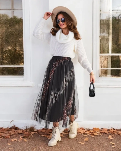 Jupe midi pour femme à motifs Royalfashion avec tulle