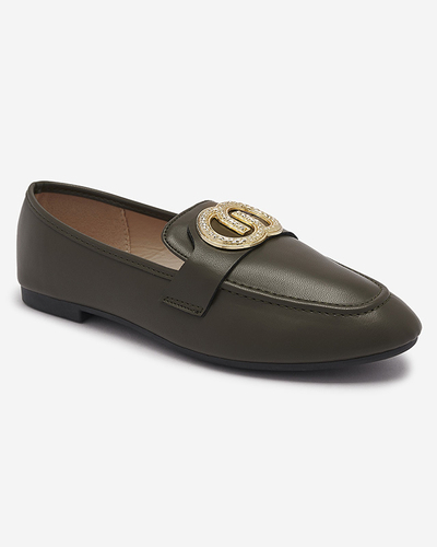 Mocassins pour femmes vert foncé avec ornements dorés Uletta - Footwear