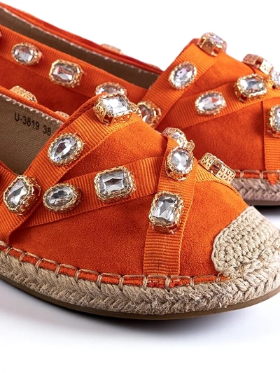 Espadrilles pour femmes orange avec cristaux Wamba - Chaussures