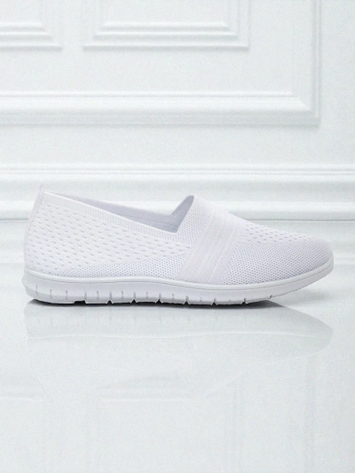 Ballerines blanches pour femmes Ariadne en tissu respirant sur semelle plate