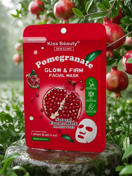 Masque facial en tissu à la grenade - illumine et raffermit la peau