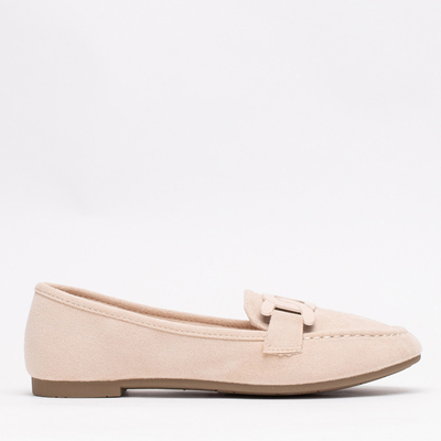 Mocassins femme en éco-daim couleur crème Reiaka - Chaussures