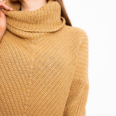 Pull court à col roulé pour femmes marron clair - Vêtements