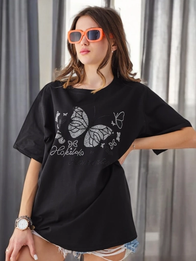 Royalfashion T-shirt en coton pour femmes Papillon romantique