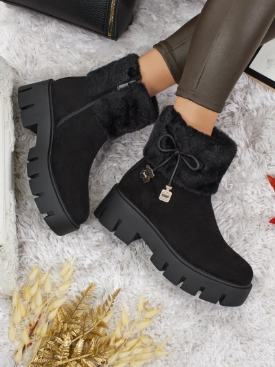 Bottines hautes pour femmes en éco-daim avec fourrure Vernaya