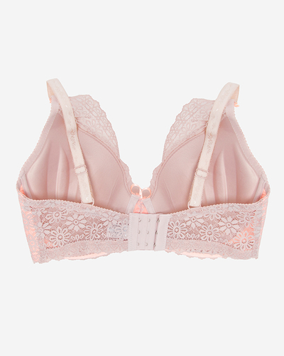 Soutien-gorge rose pour femme avec dentelle grise - Sous-vêtements