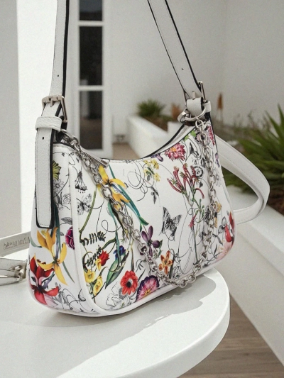 Royalfashion Petit sac à main pour femme en cuir écologique avec fleurs Lily Bloom