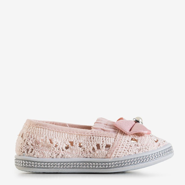 OUTLET Slip en dentelle rose pour enfants Ozana - Chaussures