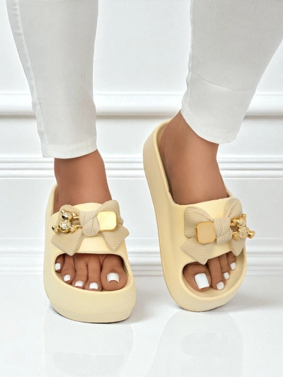 Royalfashion Tongs en caoutchouc pour femmes avec nœud décoratif Alday