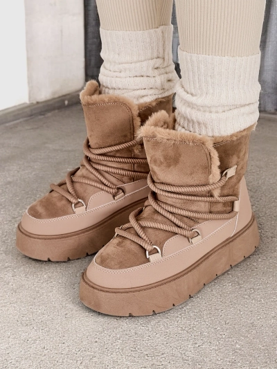 Royalfashion Bottes de neige à lacets pour femmes Liloz