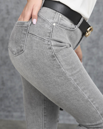 Jeans tube pour femmes en gris- Vêtements