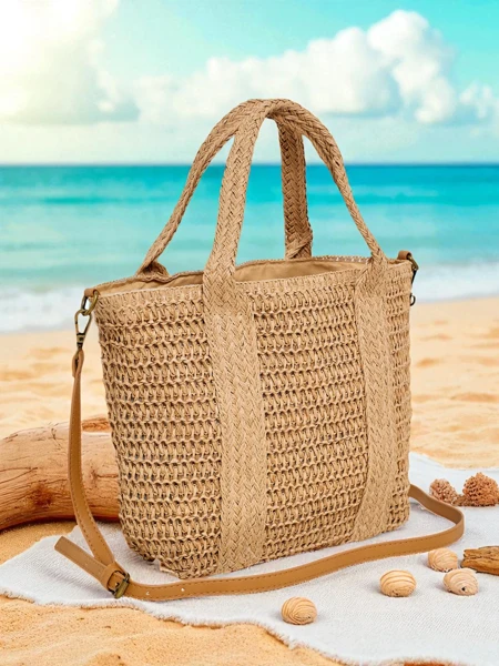 Royalfashion Grand sac en paille pour femme Bella Paglia