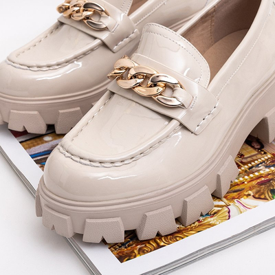 Slip-on femme beige clair vernis à chaîne Guinewra - Chaussures