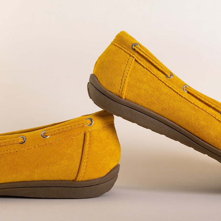 Mocassins femme éco-suède jaune à nœud Inda - Chaussures