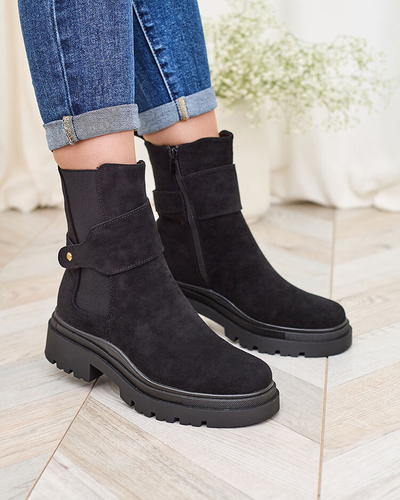 Royalfashion Bottes noires pour femmes avec lanière décorative Doasa