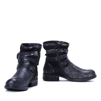 Czarne botki z trzema klamrami Ann - Obuwie