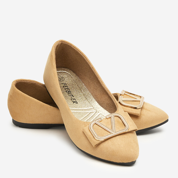 OUTLET Ballerines beiges pour femme avec ornement sur le bout Cavo - Souliers