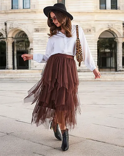 Jupe midi à deux couches pour femmes de Royalfashion