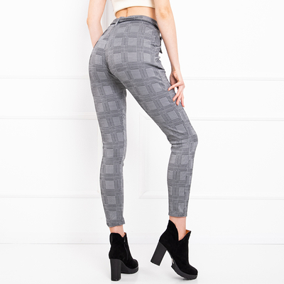 Tregging femme gris à carreaux - Pantalons