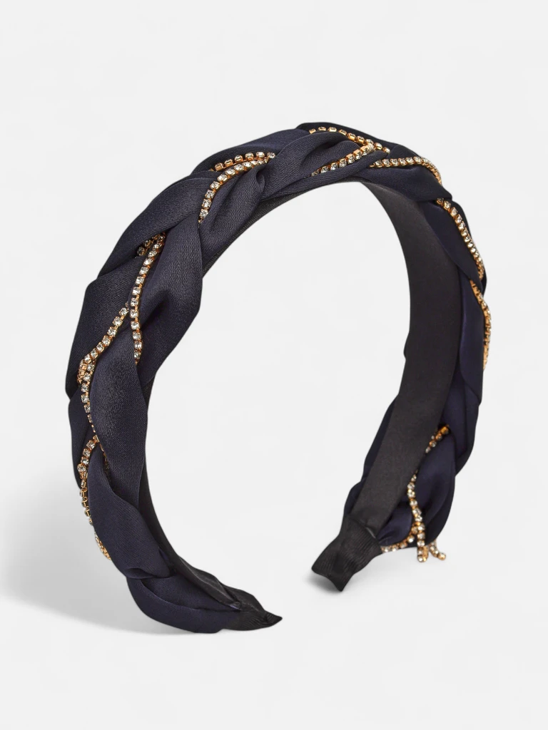 Royalfashion Serre-tête tressé orné de zircons