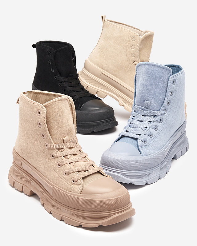 OUTLET Bottines femme marron clair à lacets et talon plat Wertika - Souliers