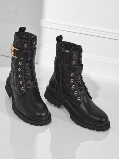 Bottines matelassées pour femmes en cuir écologique Sable Rose