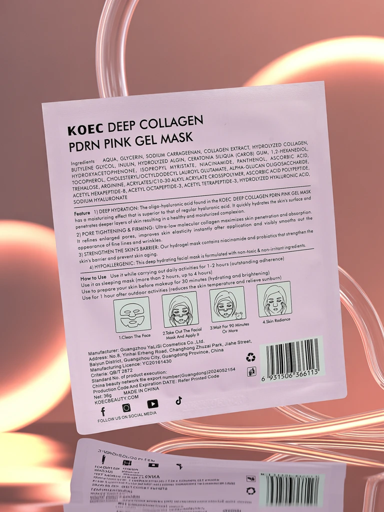 KOES Masque facial en tissu au collagène - hydratation profonde et raffermissement
