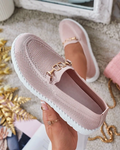 Royalfashion Mocassins en tissu pour femme avec ornementation dorée Erticae