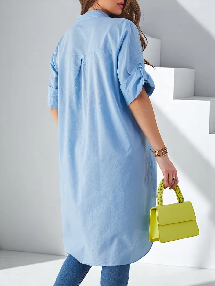 Royalfashion Chemise Longue Oversize en Coton pour Femme