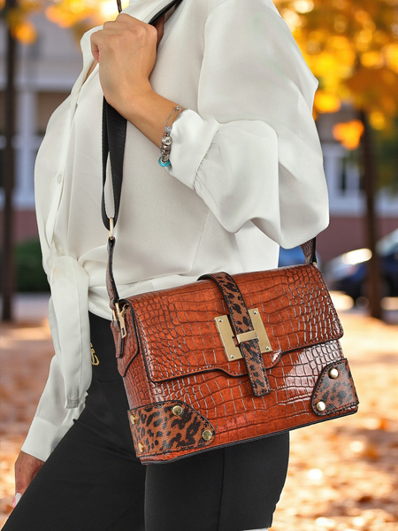 Sac à main pour femmes Callista Milano en cuir écologique verni marron