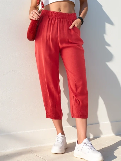Pantalon droit femme Royalfashion en tissu 7/8