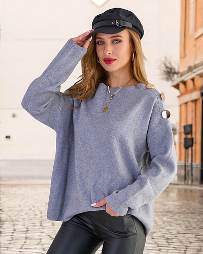 Royalfashion Pull fin pour femme avec décorations sur les épaules