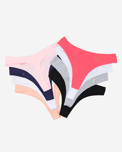 Strings coton brodés femme 8/paquet - Sous-vêtements