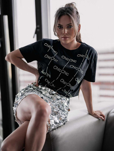 Royalfashion T-shirt femme avec zircons