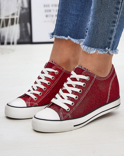Baskets rouges pour femmes sur une ancre cachée avec fil brillant Seggat- Footwear
