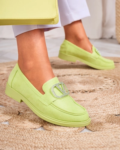 Royalfashion Mocassins pour femmes vert citron avec ornement Fogras